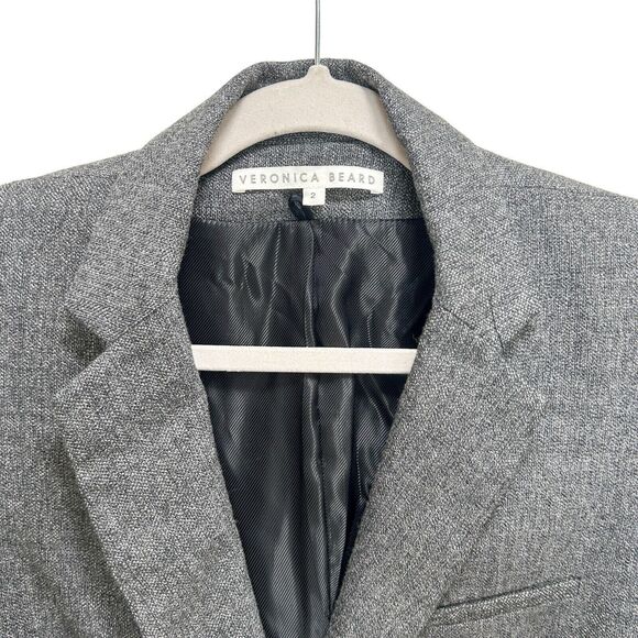 Veronica Beard Wool Two Button Front Dickey Jacket Blazer in Grey Size 2 - Picture 2 of 6